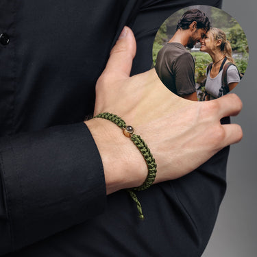 Man Bracelet - Men’s Personalised Bracelet - Personalized Gift - Custom Jewelry For Him - Custom Bracelet Picture - Personalised Photo Gift Bracelet Olive / Gold Brother & Sisters